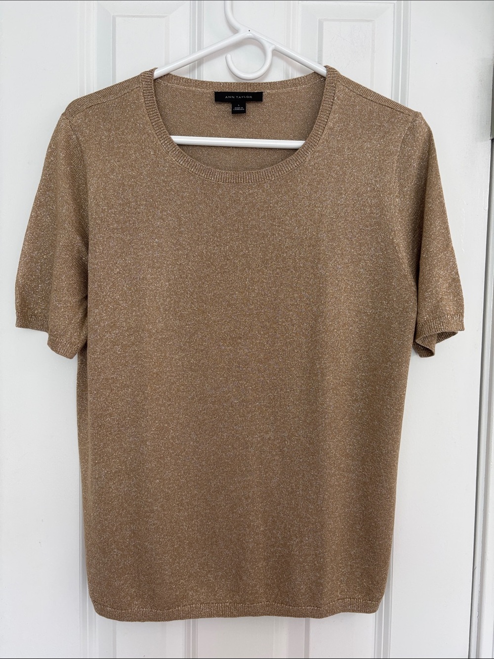 Ann Taylor Metallic Tan Open Cardigan and Shell Sweater Set - Picture 7 of 10